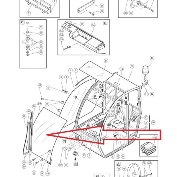 SZYBA PRZEDNIA KABINY GENIE